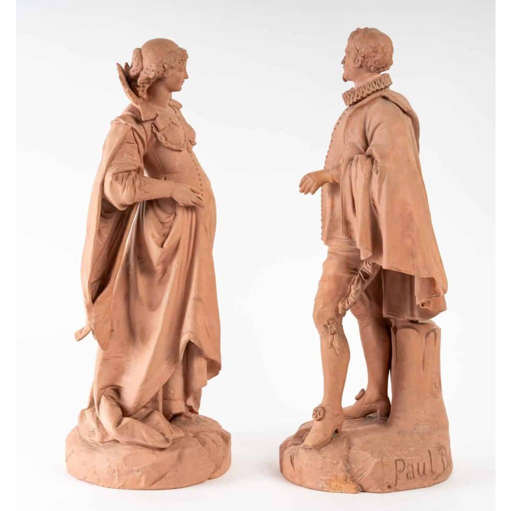 Paire de statuettes en terre cuite, XIXème siècle | Biron Paire de statuettes en terre cuite, XIXème siècle