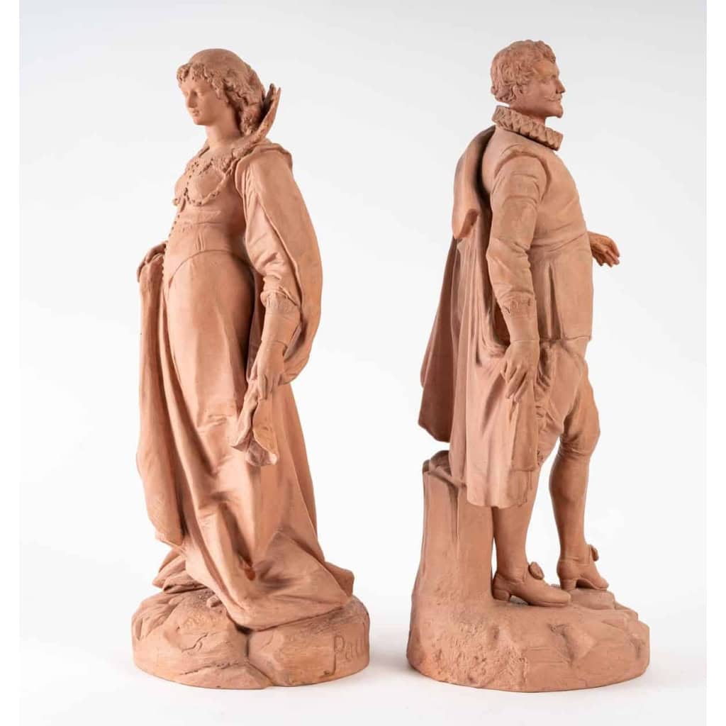 Paire de statuettes en terre cuite, XIXème siècle | Biron Paire de statuettes en terre cuite, XIXème siècle