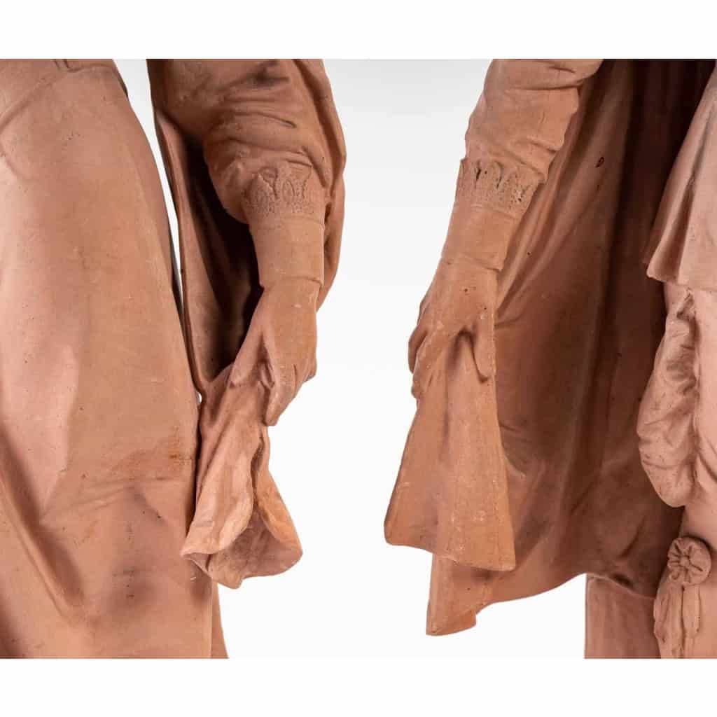 Paire de statuettes en terre cuite, XIXème siècle | Biron Paire de statuettes en terre cuite, XIXème siècle