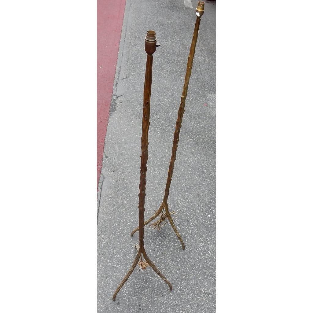 1970′ Paire De Lampadaires Aux Branchages Bronze Patiné DLG Agostini Hauteur 140 cm Diamètre 40 cm | Biron ||||||||||