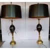 1950/70 Paire de Lampes en Bronze et Œuf en Marbre Portor Signée Charles | Biron 1950/70 Paire de Lampes en Bronze et Œuf en Marbre Portor Signée Charles