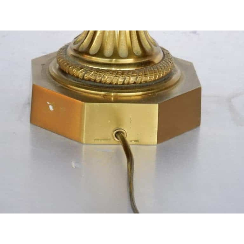 1950/70 Paire de Lampes en Bronze et Œuf en Marbre Portor Signée Charles | Biron 1950/70 Paire de Lampes en Bronze et Œuf en Marbre Portor Signée Charles