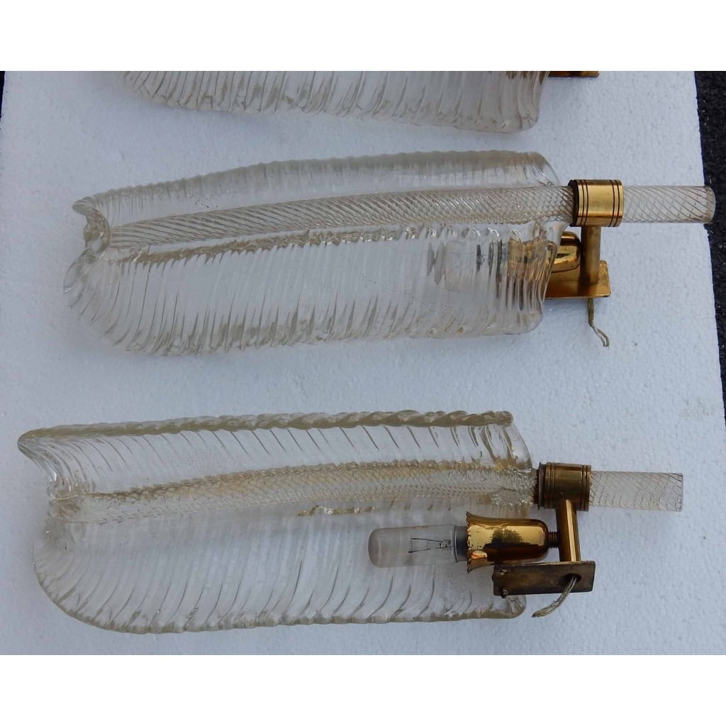 1950/70 5 Appliques Style BAROVIER & TOSO en Cristal de Murano 40 x 14 cm | Biron 1950/70 5 Appliques Style BAROVIER & TOSO en Cristal de Murano 40 x 14 cm