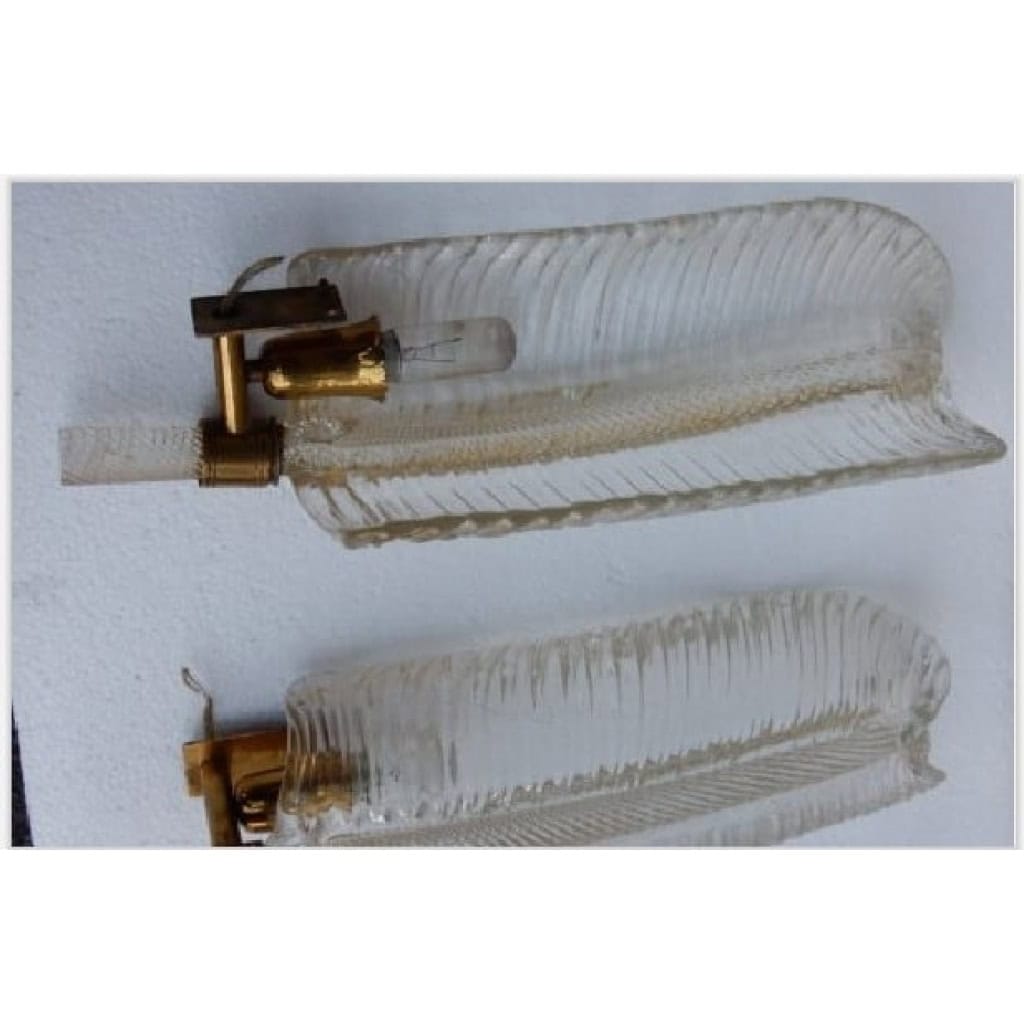 1950/70 5 Appliques Style BAROVIER & TOSO en Cristal de Murano 40 x 14 cm | Biron 1950/70 5 Appliques Style BAROVIER & TOSO en Cristal de Murano 40 x 14 cm