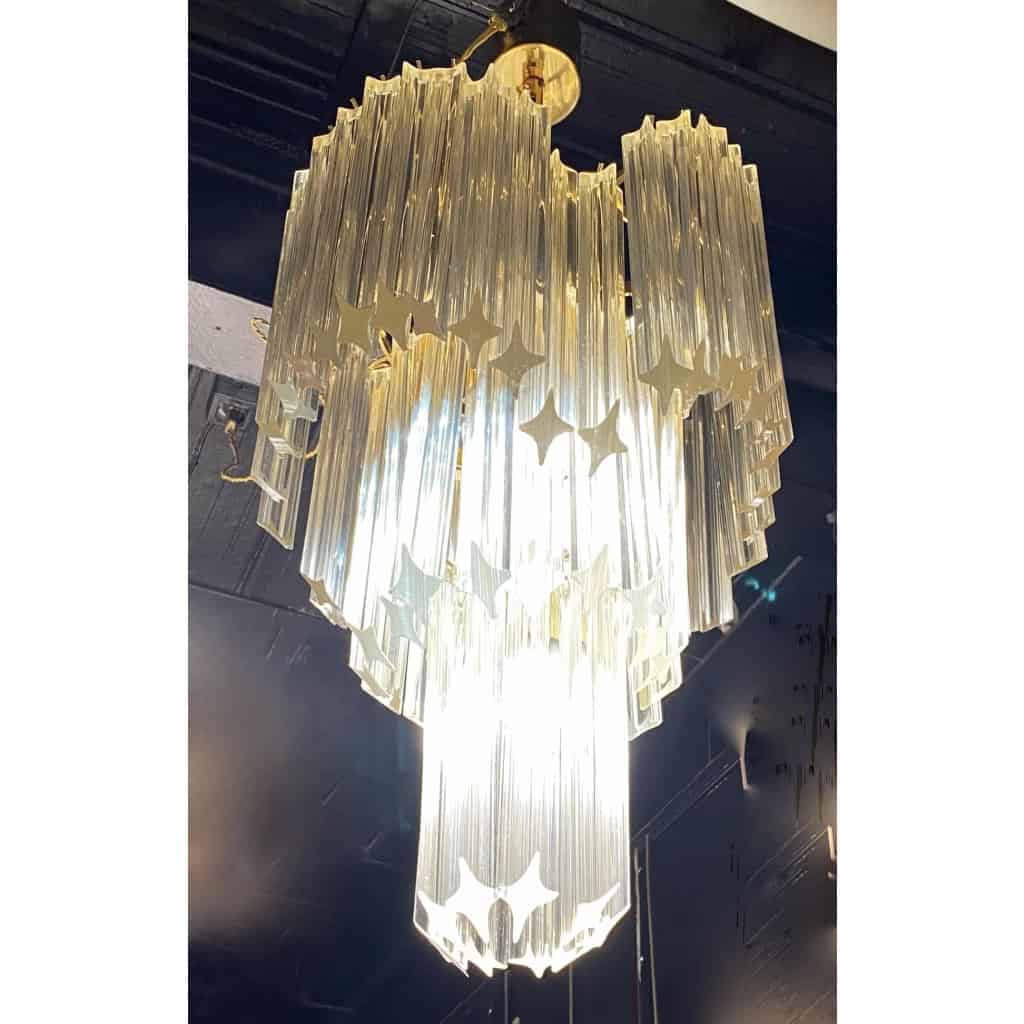 1970′ Lustre Venini 65 Cristaux Murano Triple Évolution | Biron ||||||||