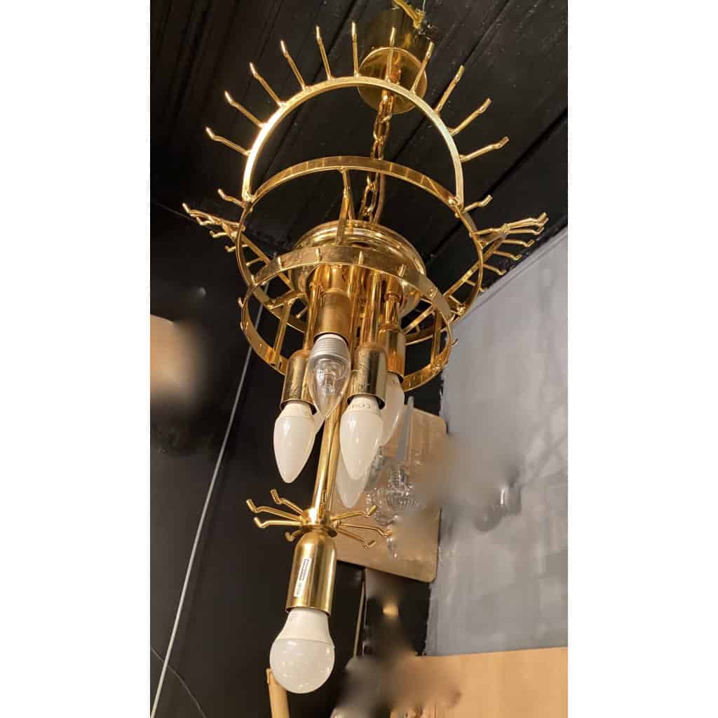 1970′ Lustre Venini 65 Cristaux Murano Triple Évolution | Biron 1970′ Lustre Venini 65 Cristaux Murano Triple Évolution