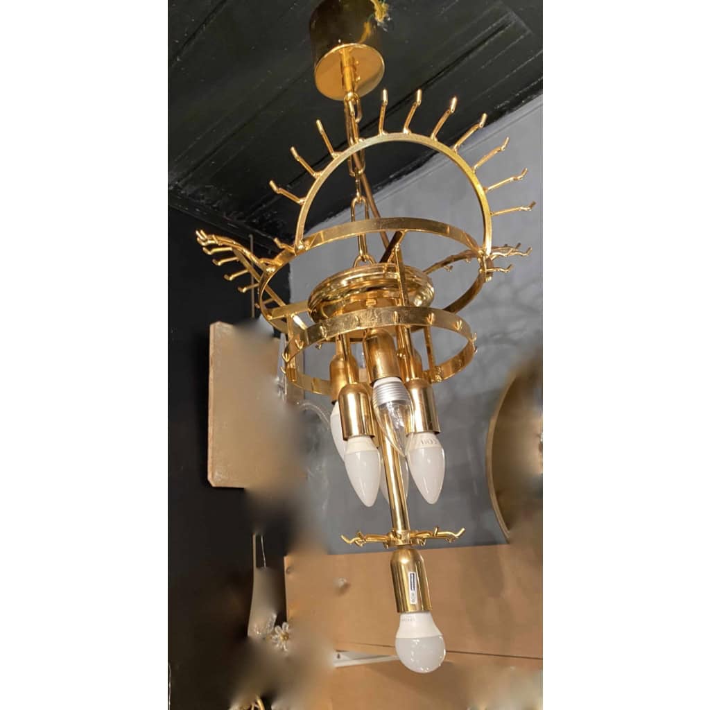 1970′ Lustre Venini 65 Cristaux Murano Triple Évolution | Biron 1970′ Lustre Venini 65 Cristaux Murano Triple Évolution