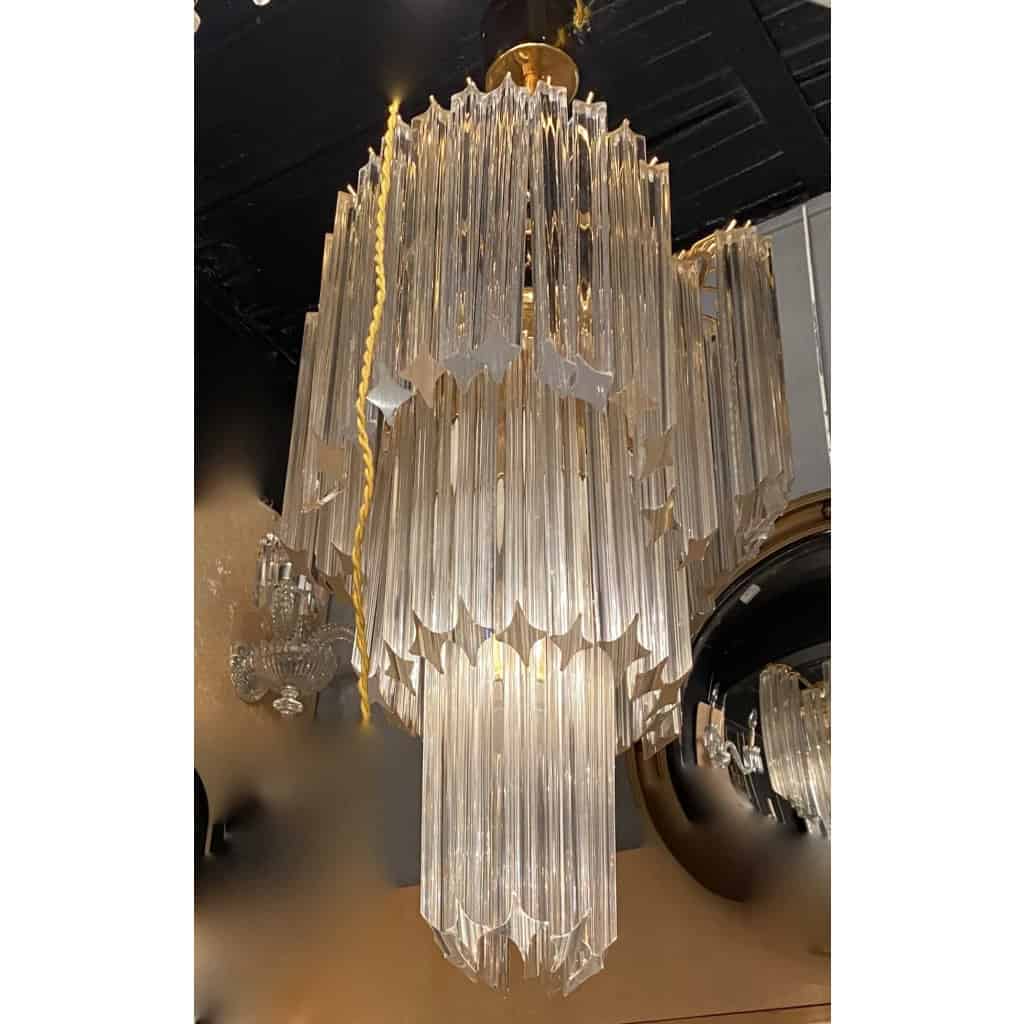 1970′ Lustre Venini 65 Cristaux Murano Triple Évolution | Biron 1970′ Lustre Venini 65 Cristaux Murano Triple Évolution
