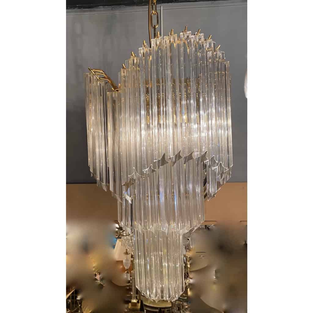 1970′ Lustre Venini 65 Cristaux Murano Triple Évolution | Biron 1970′ Lustre Venini 65 Cristaux Murano Triple Évolution