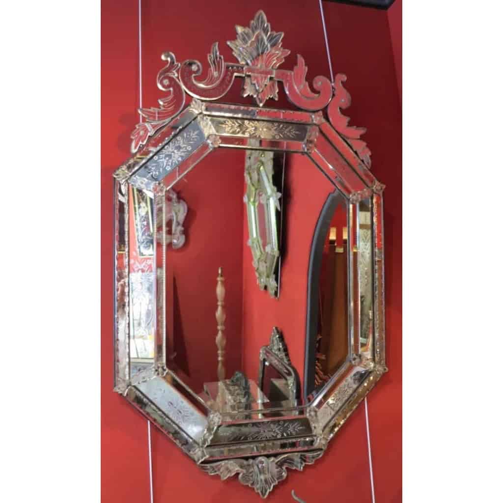 Miroir Vénitien Octogonal Avec Couronne 6