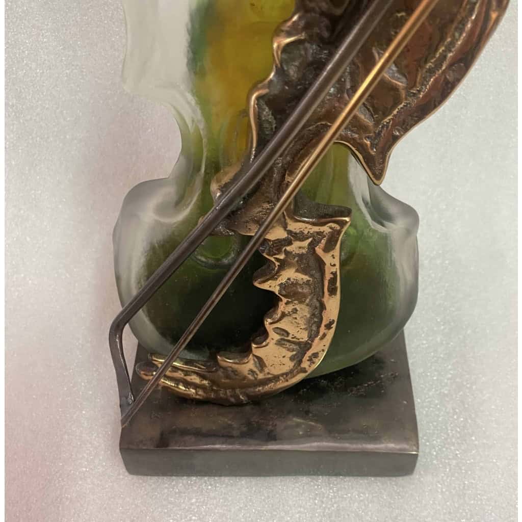 1970/80 Violon En Bronze Et Pâte De Verre, Sculpture Signée LOHE | Biron 1970/80 Violon En Bronze Et Pâte De Verre, Sculpture Signée LOHE