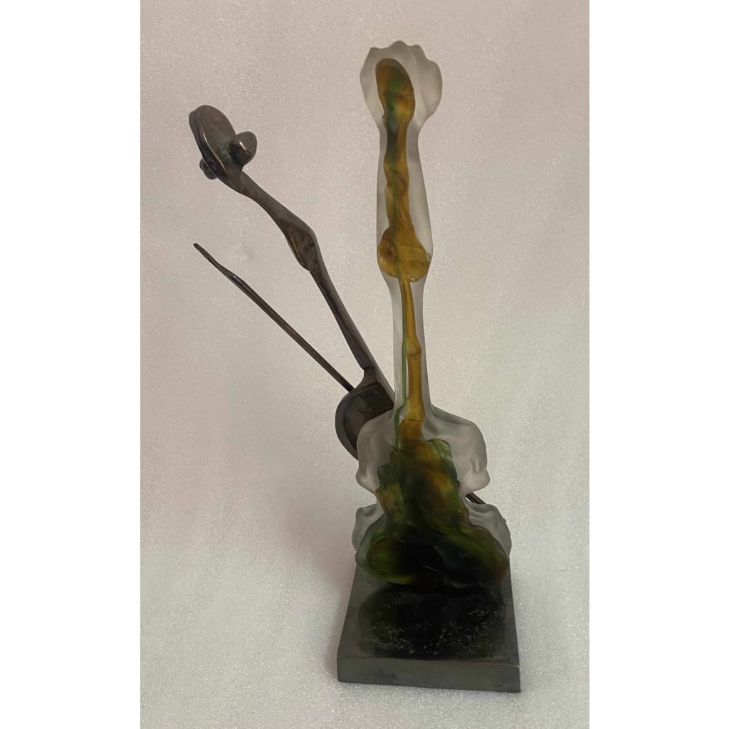 1970/80 Violon En Bronze Et Pâte De Verre, Sculpture Signée LOHE | Biron 1970/80 Violon En Bronze Et Pâte De Verre, Sculpture Signée LOHE