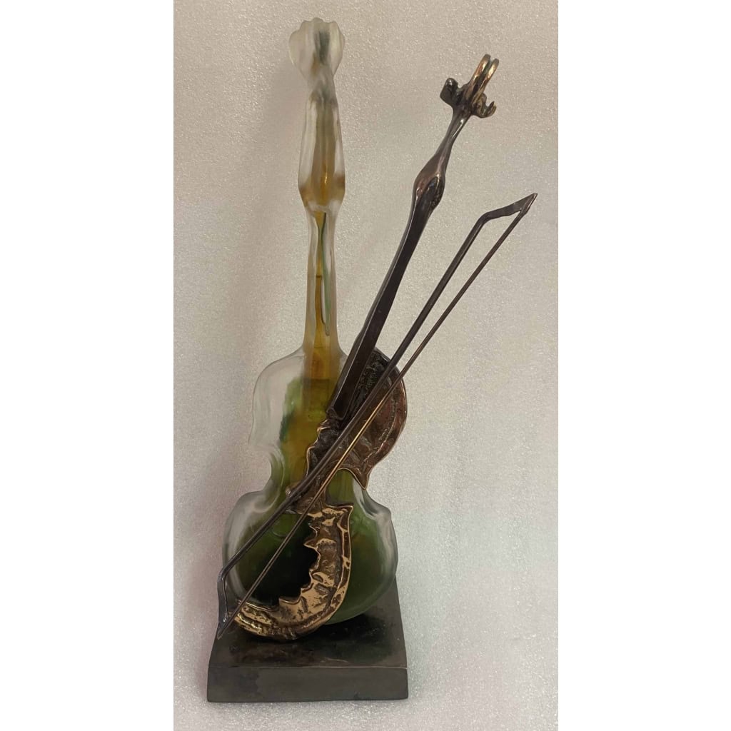 1970/80 Violon En Bronze Et Pâte De Verre, Sculpture Signée LOHE | Biron 1970/80 Violon En Bronze Et Pâte De Verre, Sculpture Signée LOHE