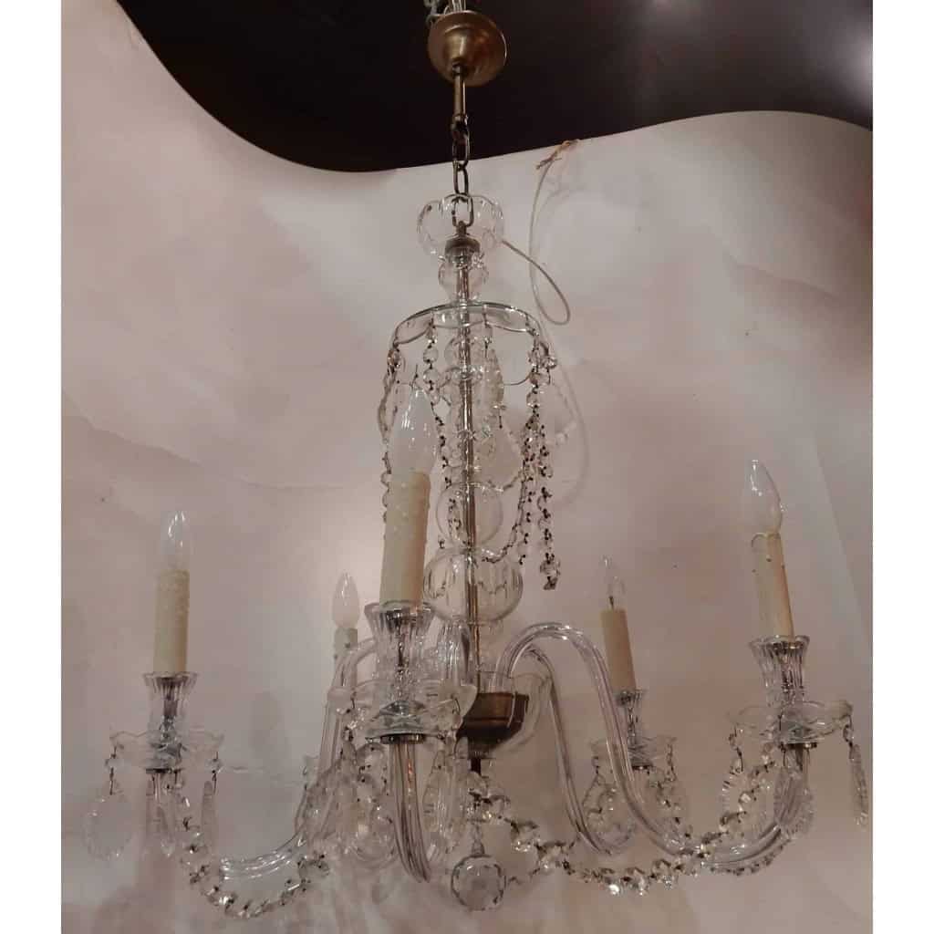 1950′ Lustre en Cristal de Bohême 5 Bras | Biron 1950′ Lustre en Cristal de Bohême 5 Bras