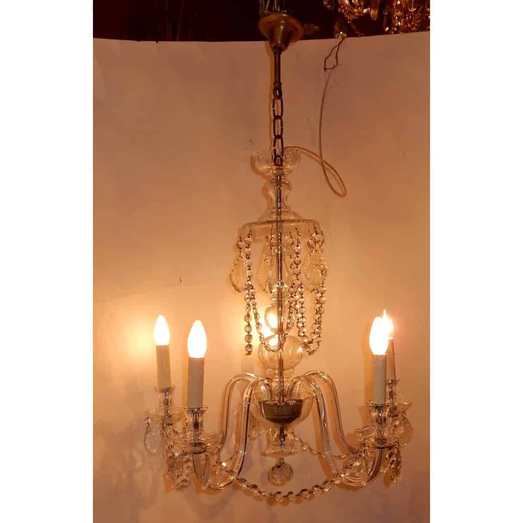1950′ Lustre en Cristal de Bohême 5 Bras | Biron 1950′ Lustre en Cristal de Bohême 5 Bras