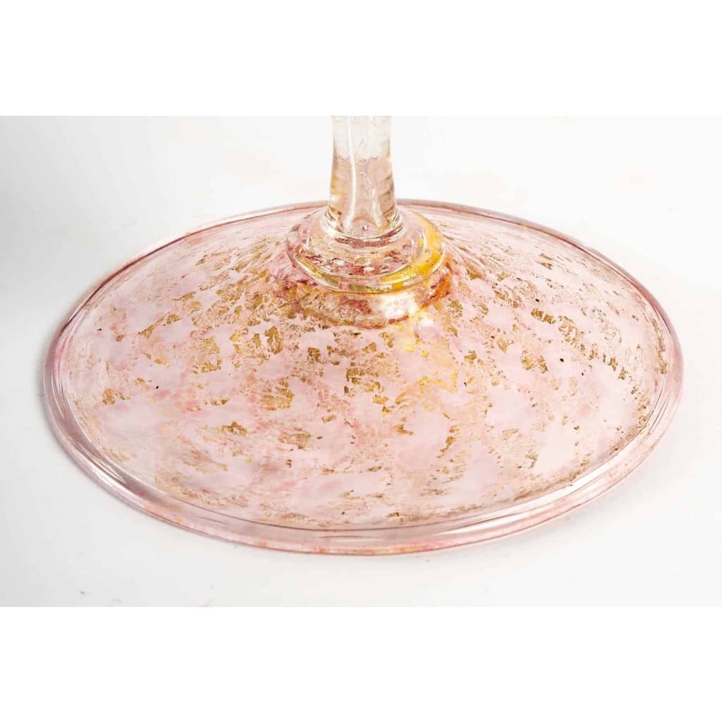 Très grand verre vénitien rose Salviati ou Frateli Toso, 1880