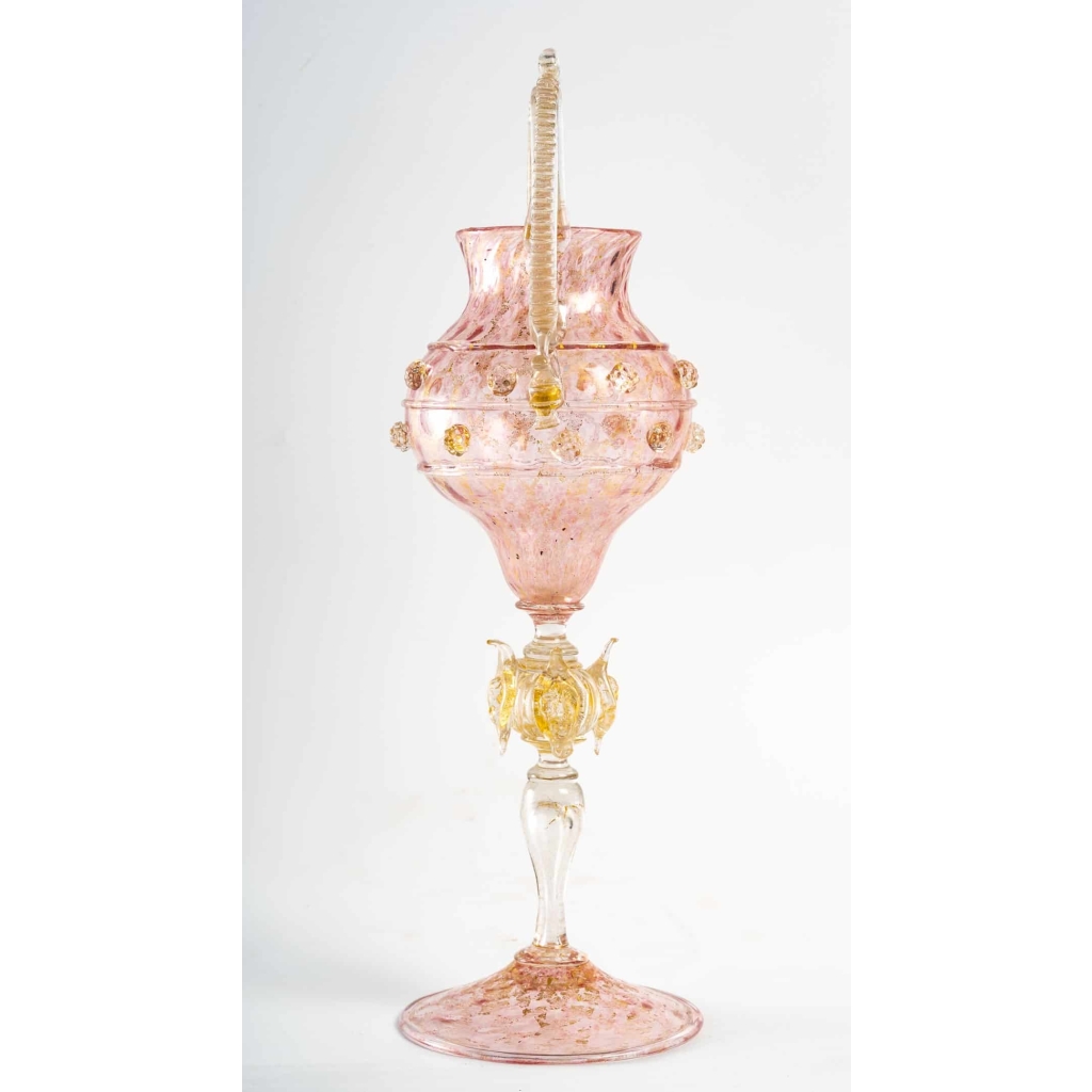 Très grand verre vénitien rose Salviati ou Frateli Toso, 1880