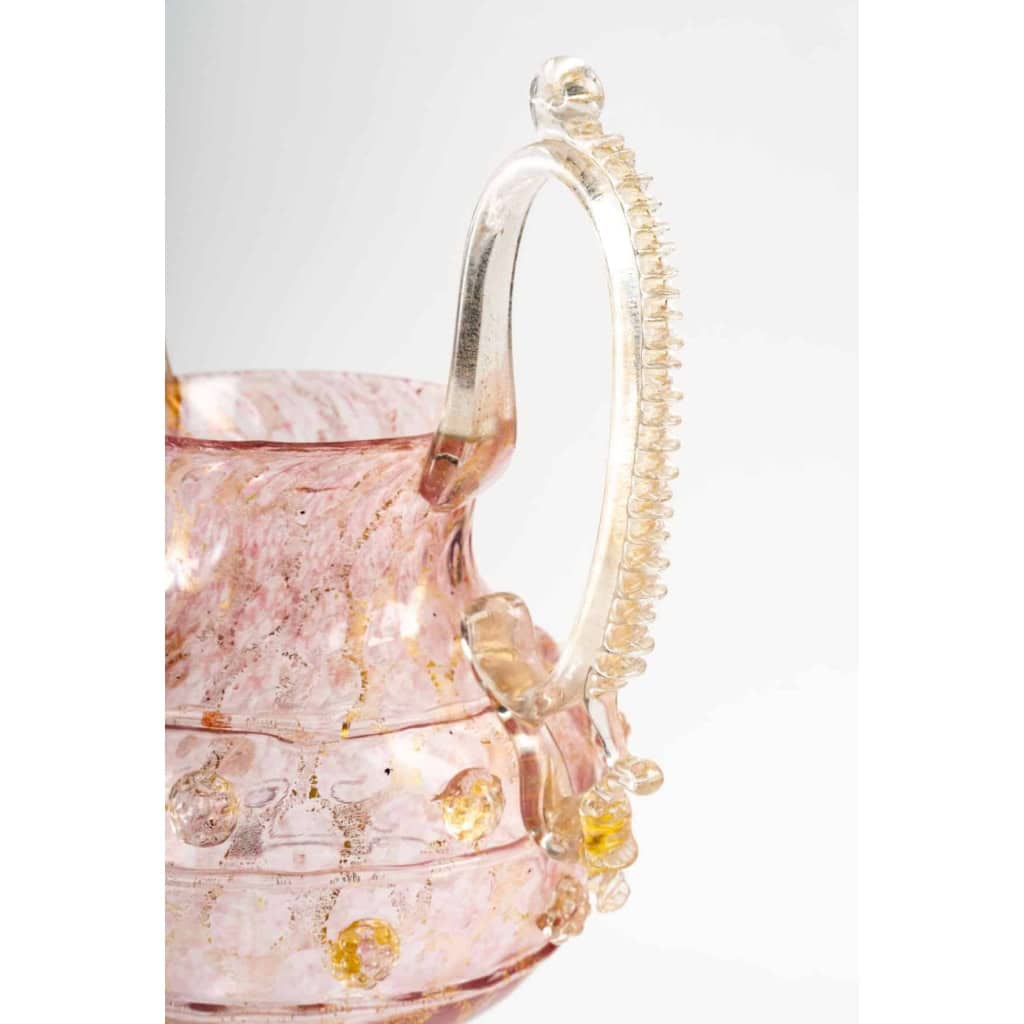 Très grand verre vénitien rose Salviati ou Frateli Toso, 1880