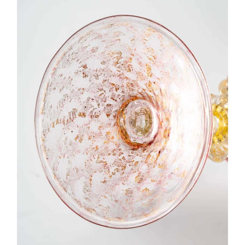 Très grand verre vénitien rose Salviati ou Frateli Toso, 1880