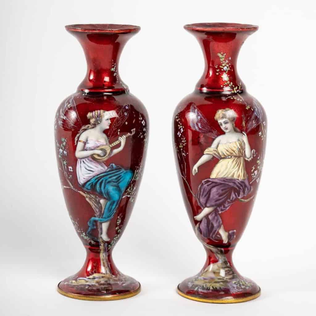 Une paire de vases en émail fin XIXème siècle | Biron ||||||