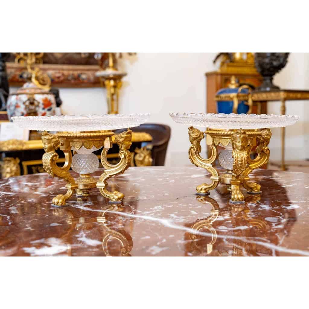 Paire de coupes en cristal et bronze Baccarat