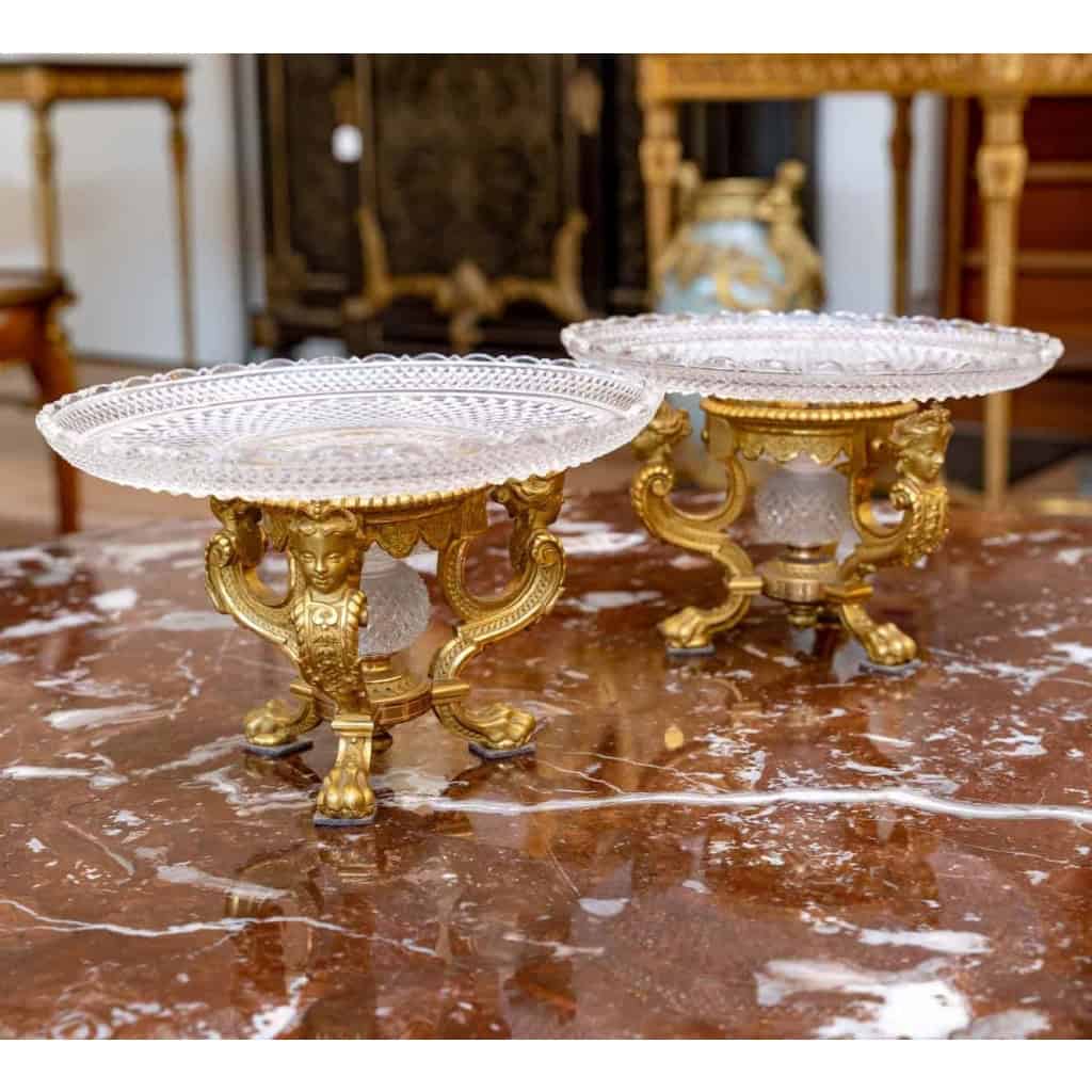 Paire de coupes en cristal et bronze Baccarat