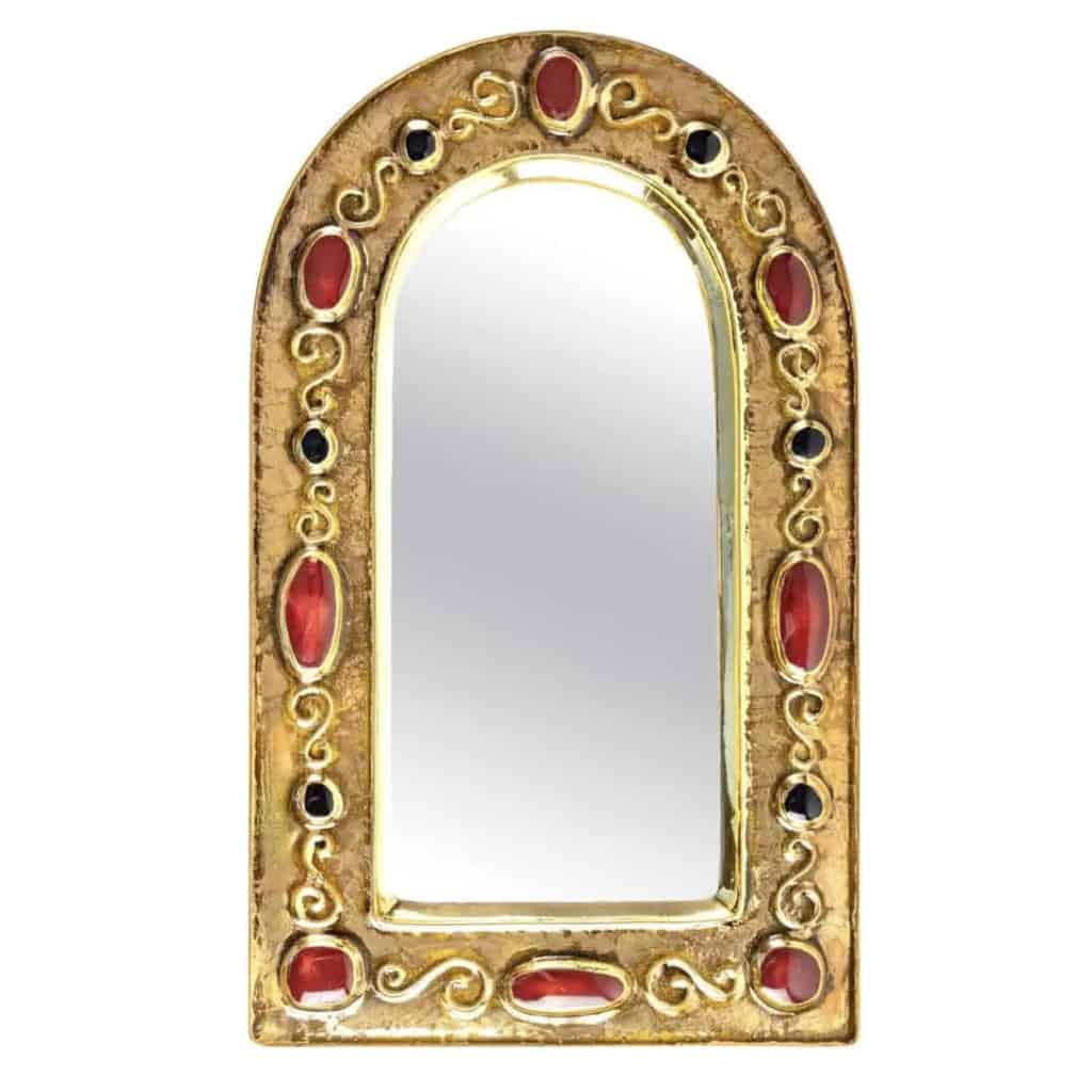 1970 François Lembo Miroir, Céramique, Bijoux, Signé 2