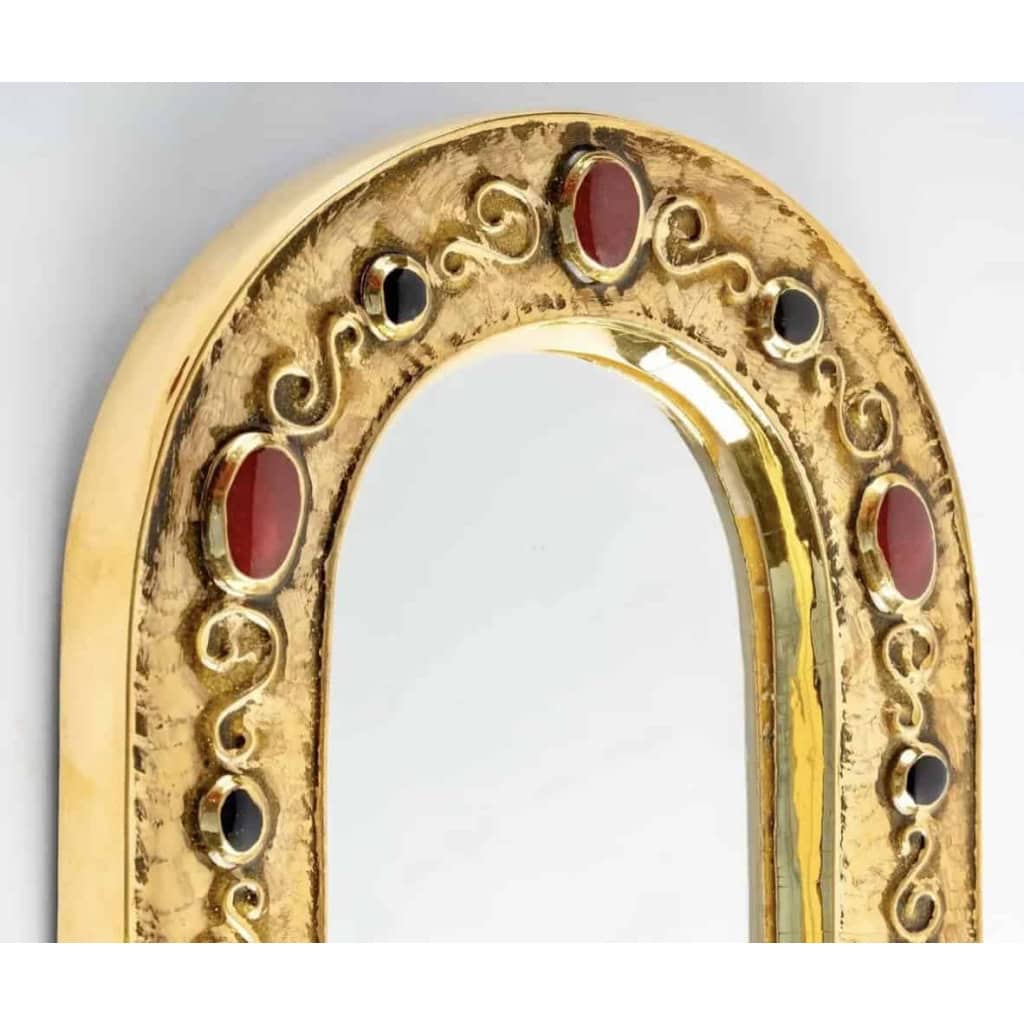 1970 François Lembo Miroir, Céramique, Bijoux, Signé 3