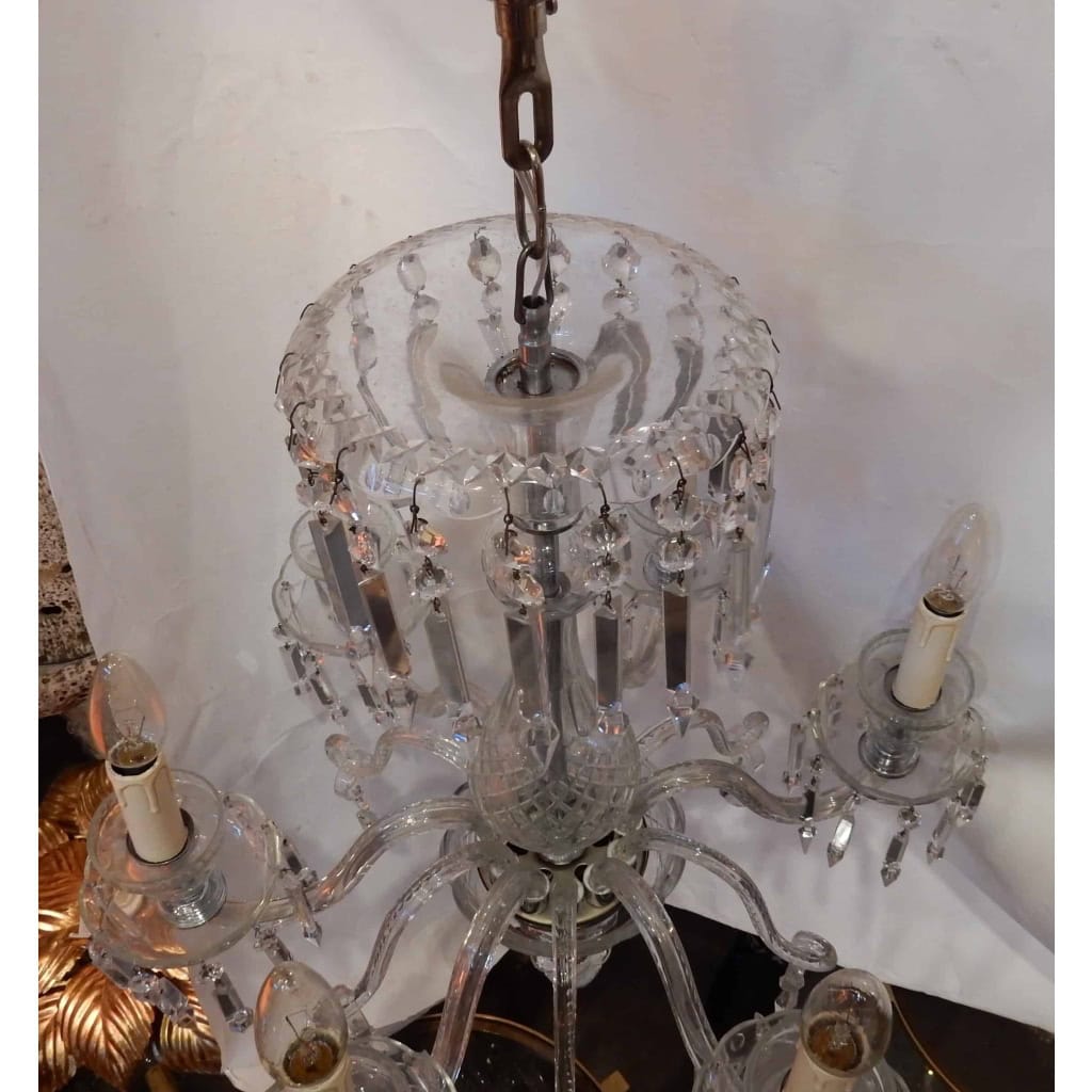 1950′ Lustre en Cristal de Bohême Ou Baccarat 6 Bras | Biron 1950′ Lustre en Cristal de Bohême Ou Baccarat 6 Bras