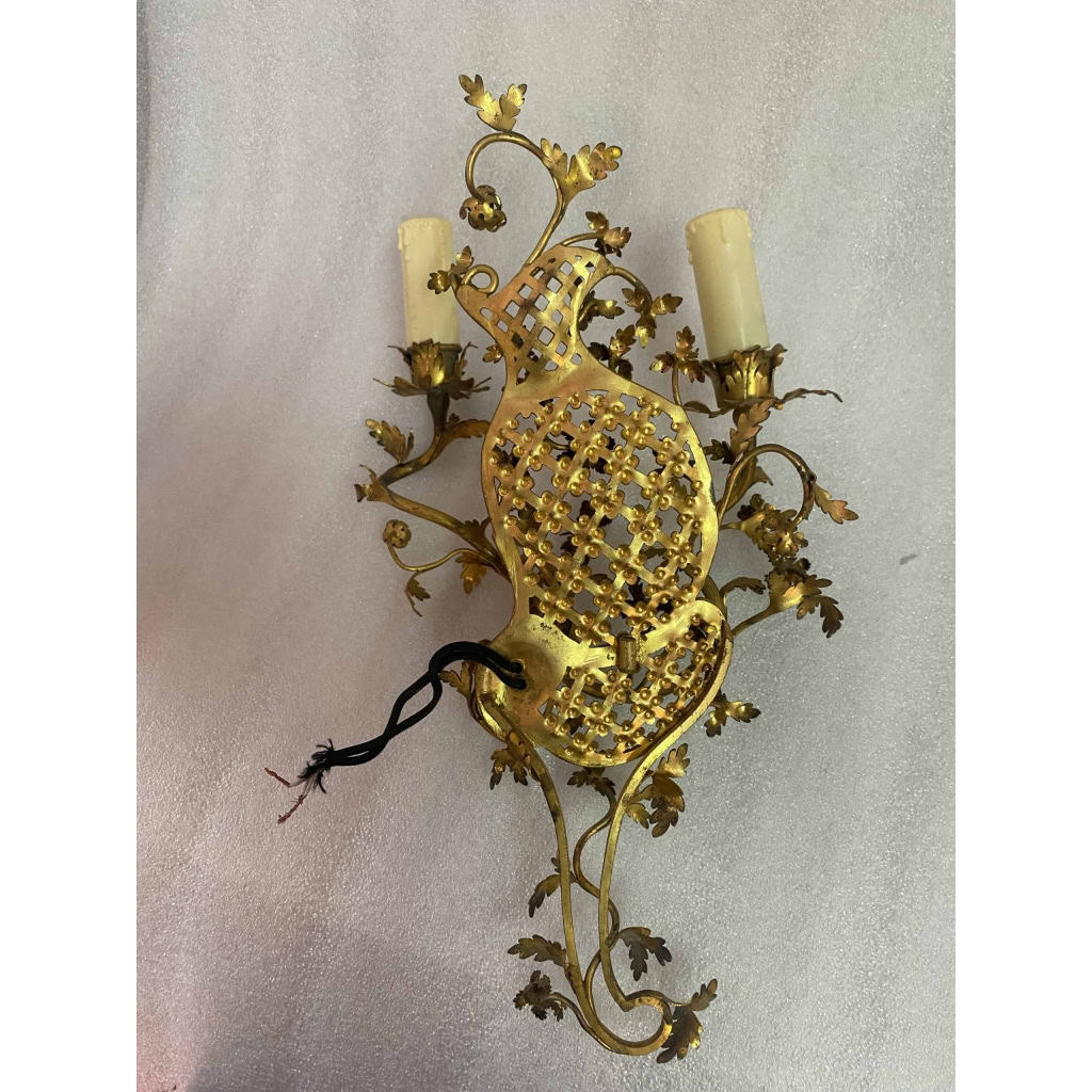 1950 Paire d’Appliques Faisant Pendant En Bronze Doré De Style LXV | Biron 1950 Paire d’Appliques Faisant Pendant En Bronze Doré De Style LXV