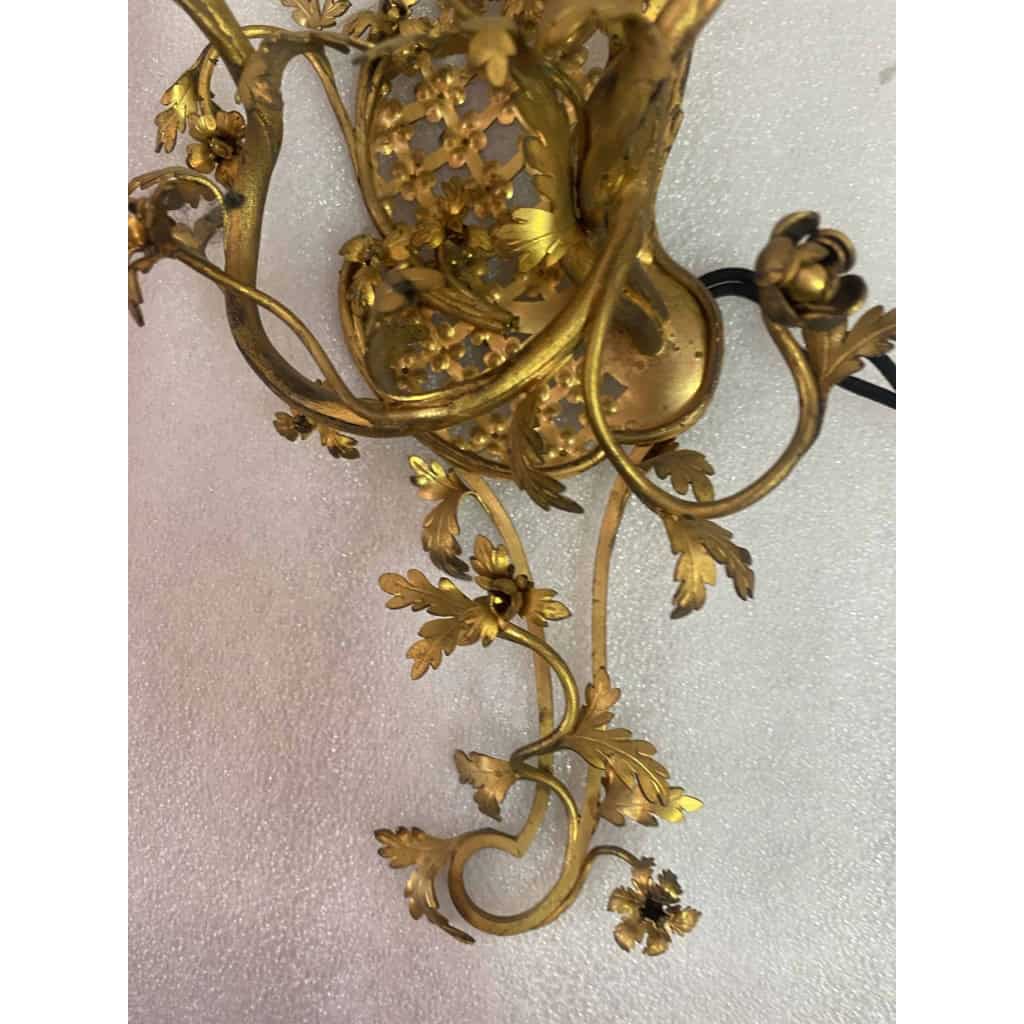 1950 Paire d’Appliques Faisant Pendant En Bronze Doré De Style LXV | Biron 1950 Paire d’Appliques Faisant Pendant En Bronze Doré De Style LXV