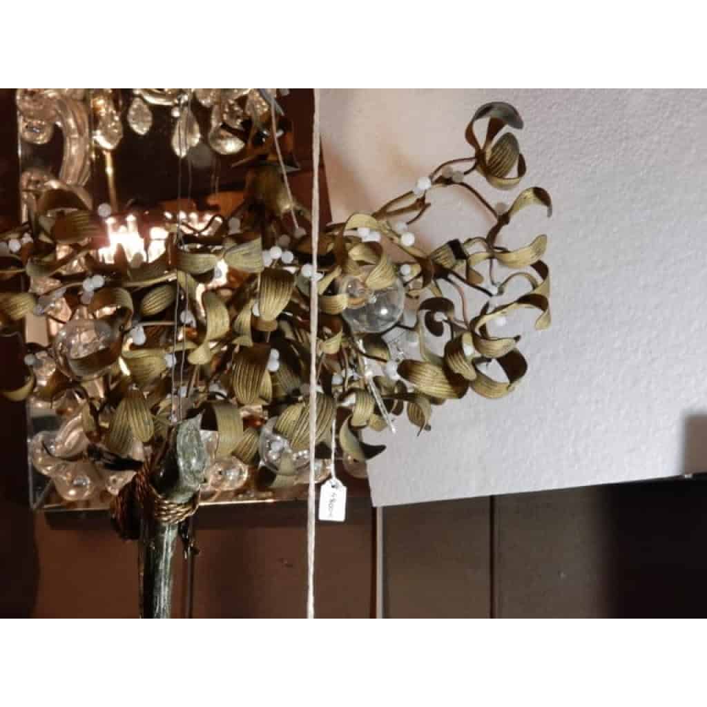 1900′ Lustre Boule de Gui en Bronze Art Nouveau à 5 Lampes Diamètre 45 cm | Biron 1900′ Lustre Boule de Gui en Bronze Art Nouveau à 5 Lampes Diamètre 45 cm