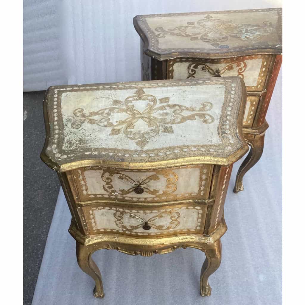 1950/70 Paire De Chevets Italiens Bois Doré 48 X 30 X H 60 cm | Biron ||||||||