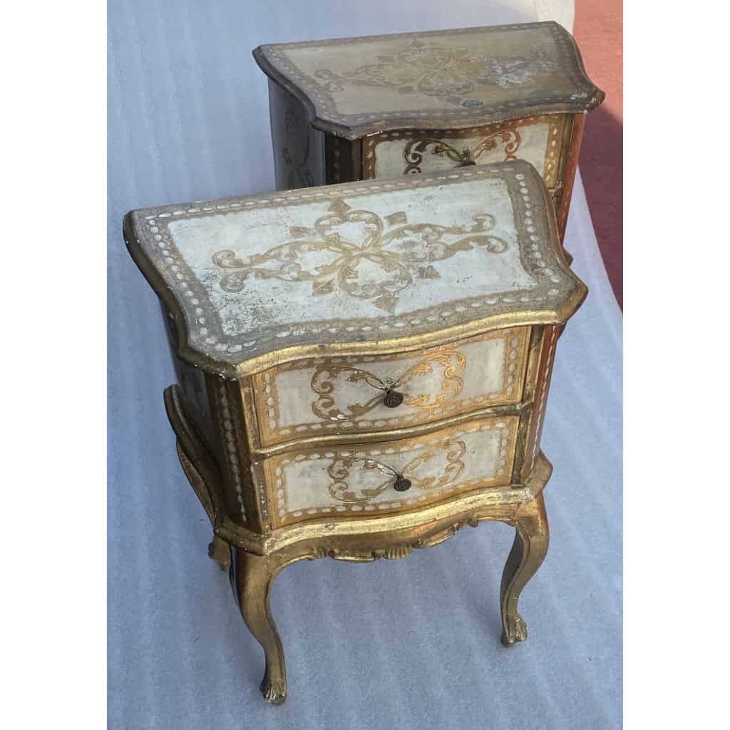 1950/70 Paire De Chevets Italiens Bois Doré 48 X 30 X H 60 cm | Biron 1950/70 Paire De Chevets Italiens Bois Doré 48 X 30 X H 60 cm