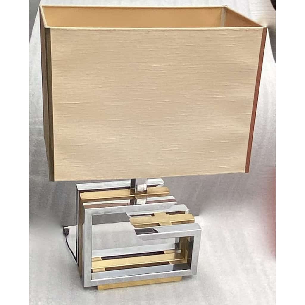 1970 Lampe DLG Willy Rizzo Métal doré Et Chromé H 72 CM | Biron ||||||||||||