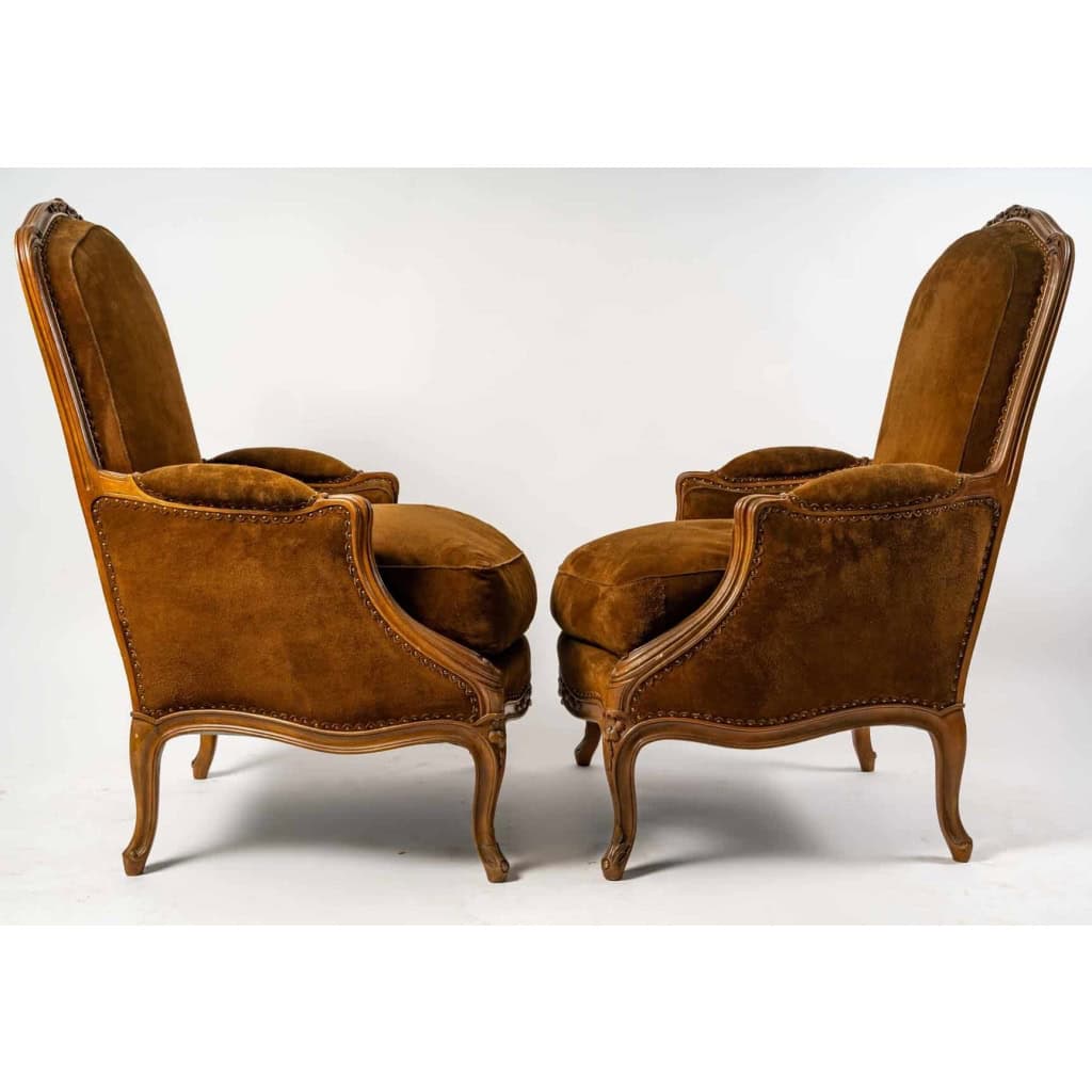 Paire de bergères en hêtre, Style Louis XV, XIXème siècle | Biron Paire de bergères en hêtre, Style Louis XV, XIXème siècle