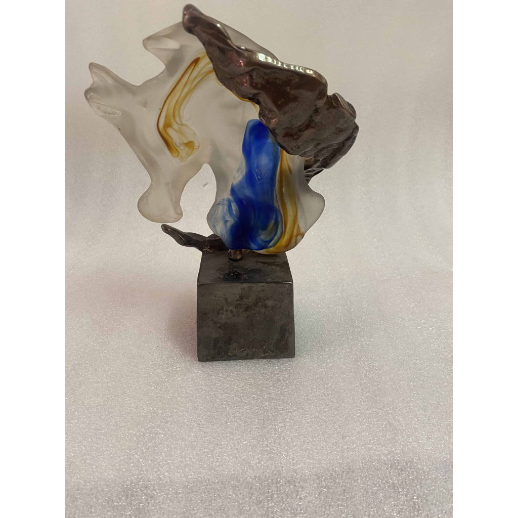 1970/80 Hippocampe En Bronze Et Pâte De Verre, Sculpture Signée LOHE | Biron 1970/80 Hippocampe En Bronze Et Pâte De Verre, Sculpture Signée LOHE