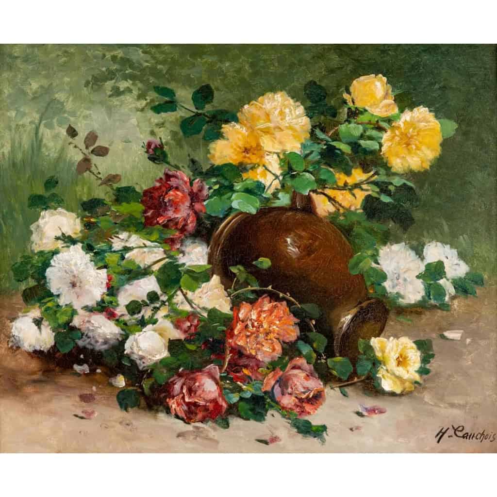 Henri Cauchois : Bouquet de roses au pichet.