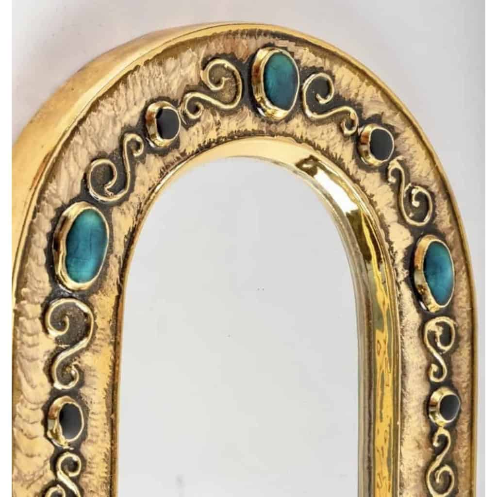 1970 Miroir de François Lembo, céramique. signé | Biron 1970 Miroir de François Lembo, céramique. signé