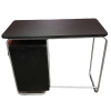 Bureau style BAUHAUS en bois peint et pieds tubulaires en métal plateau gainé de similicuir noir | Biron Bureau style BAUHAUS en bois peint et pieds tubulaires en métal plateau gainé de similicuir noir