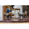 Paire de petites coupes en bronze doré, argenté et patiné dans le goût de Lievre