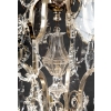 Important lustre avec cage en bronze argenté et cristaux a huit lumières et cinq poignards éclairants
