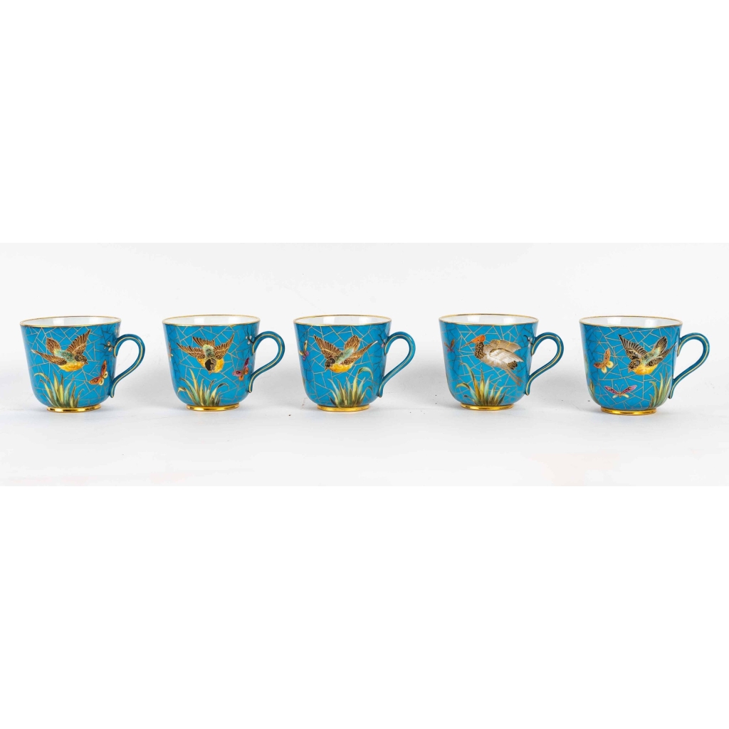 5 tasses à oiseaux Pickenhammer (1876-1887) | Biron 5 tasses à oiseaux Pickenhammer (1876-1887)