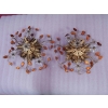 1970′ Paire de Plafonniers ou Appliques à Décor de Fleurs et Feuilles en Métal Doré Style Maison Baguès ou Banci | Biron 1970′ Paire de Plafonniers ou Appliques à Décor de Fleurs et Feuilles en Métal Doré Style Maison Baguès ou Banci