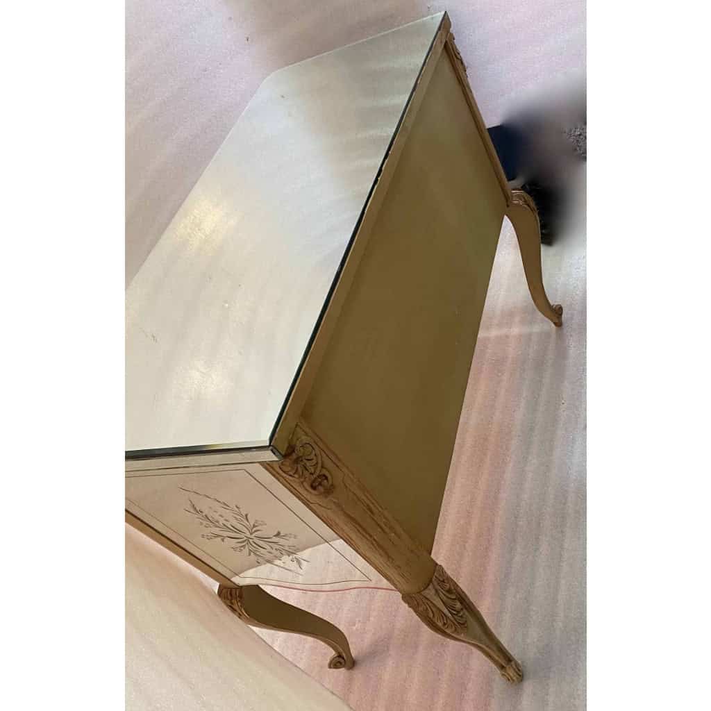 1950/70 Commode Style LXV Gainée De Miroirs Gravés A 2 Tiroirs