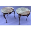 1970′ Paire de Sellettes en Bronze Doré Style LXV Plateaux Onyx 10