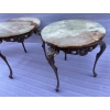 1970′ Paire de Sellettes en Bronze Doré Style LXV Plateaux Onyx 12