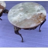1970′ Paire de Sellettes en Bronze Doré Style LXV Plateaux Onyx 15