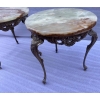 1970′ Paire de Sellettes en Bronze Doré Style LXV Plateaux Onyx 17