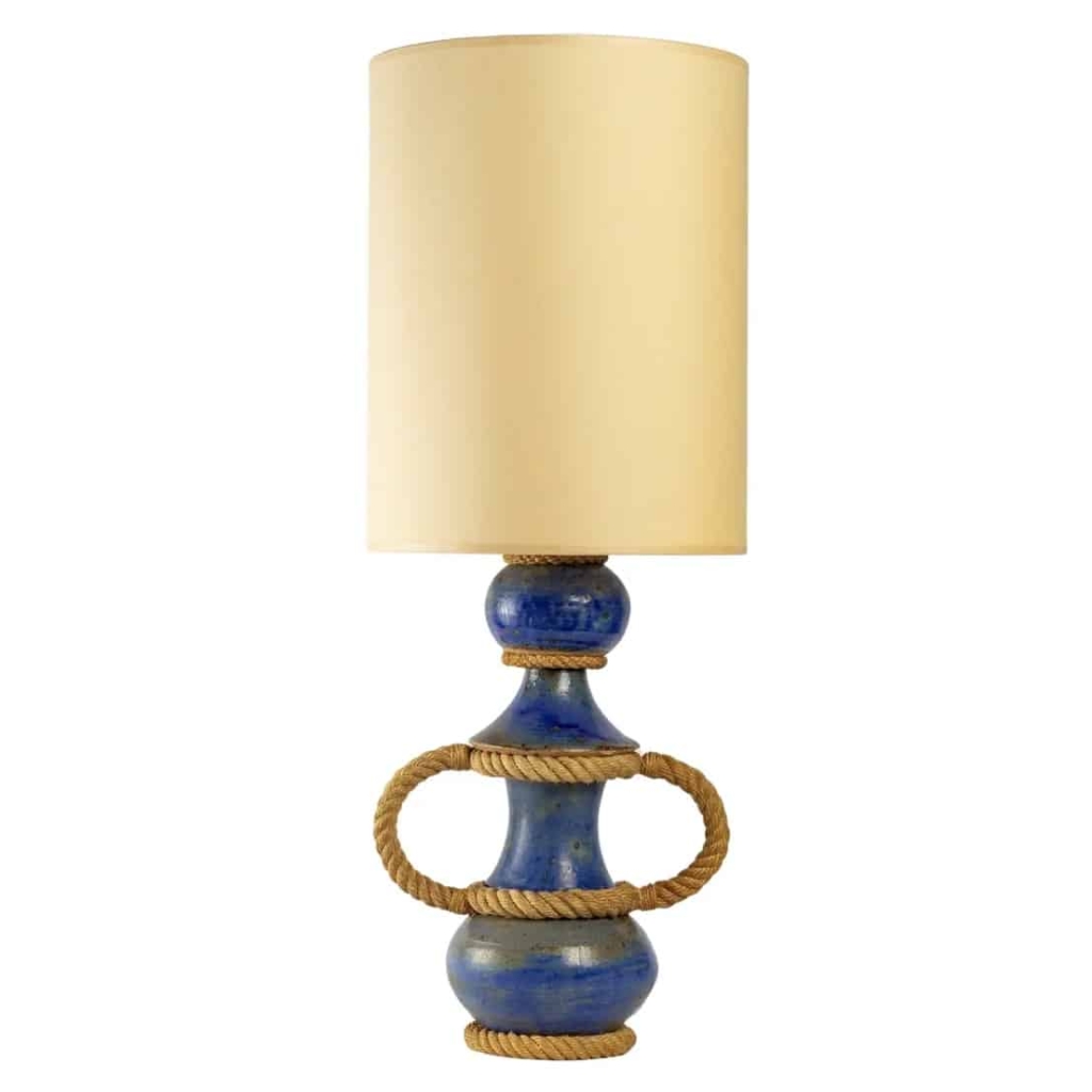 1950 Lampe en céramique habillée de corde réalisé par Audoux Minet | Biron |||||